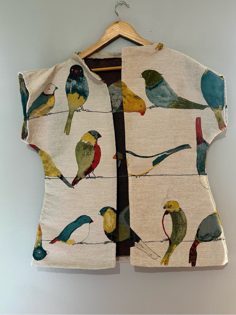 Humming Birds Print Tapestry Structured Boxy Nature Cardigan Custom Jacket